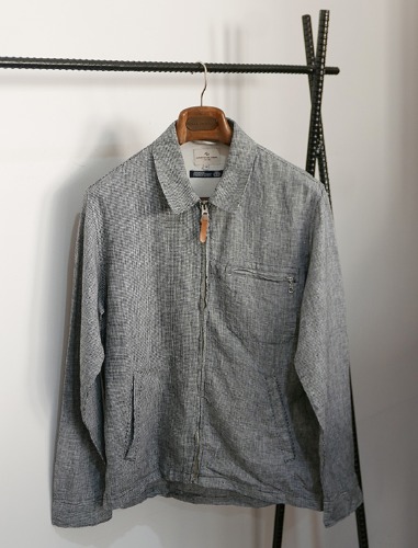 GRAND GLOBAL houndtooth french linen fabric blouson