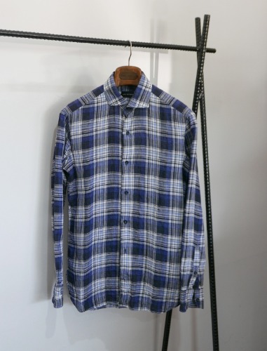 GUY ROVER check linen tailored shirt MADE IN ITALY
