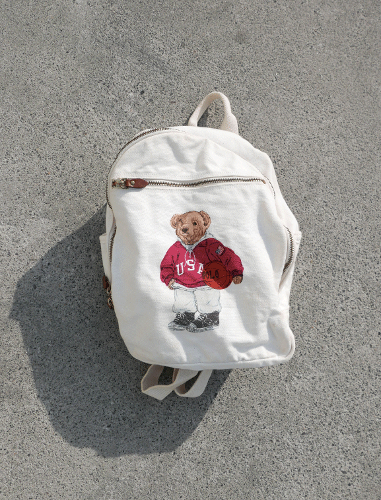 POLO RALPH LAUREN polo bear pringting canvas backpack