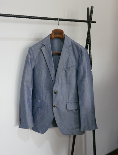 THE SUIT COMPANY chambray cotton tailored 2b jacket