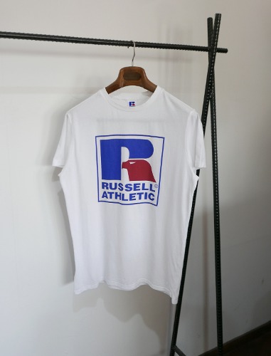 RUSSEL logo printing half t shirts MADE IN USA