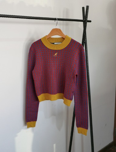 JOUETIE houndtooth pattern &#039;kangol&#039; knit
