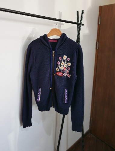 ANNA-SUI cotton hoody zip up