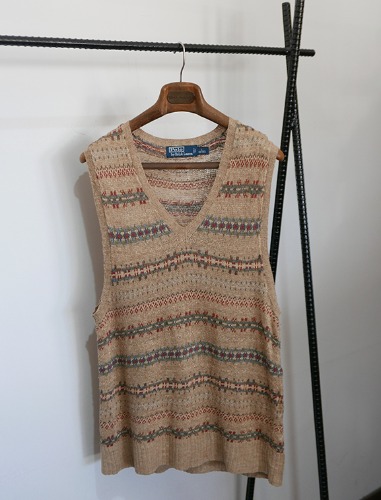 POLO RALPH LAUREN silk&amp;linen knit vest