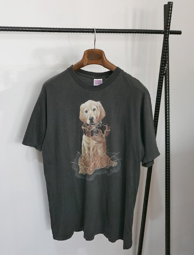 LOOK  dog printing half t shirts MADE IN USA